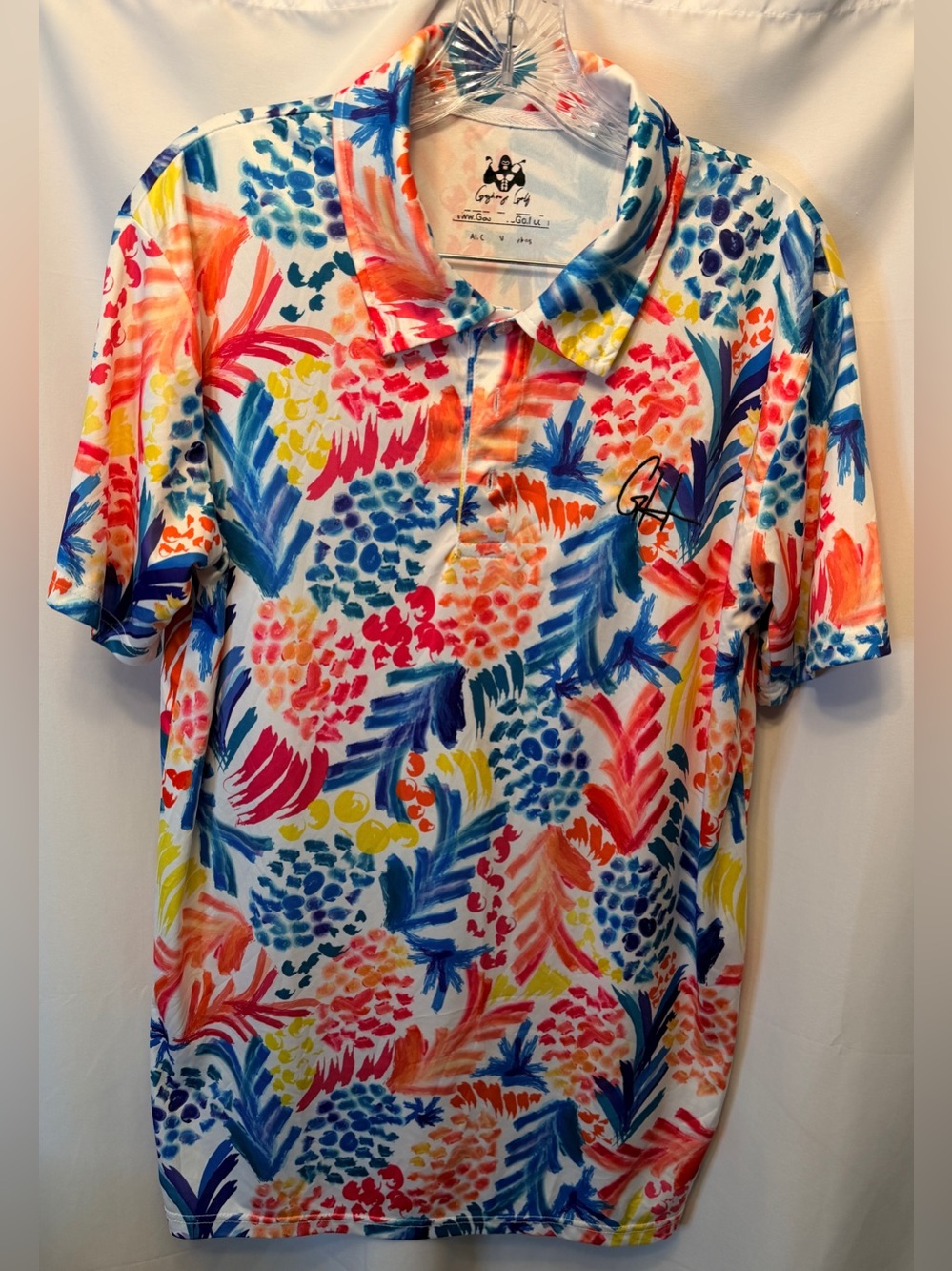 Gashouse Golf Men's Medium Polo Pineapple Print Shirt Colorful Casual Stretch